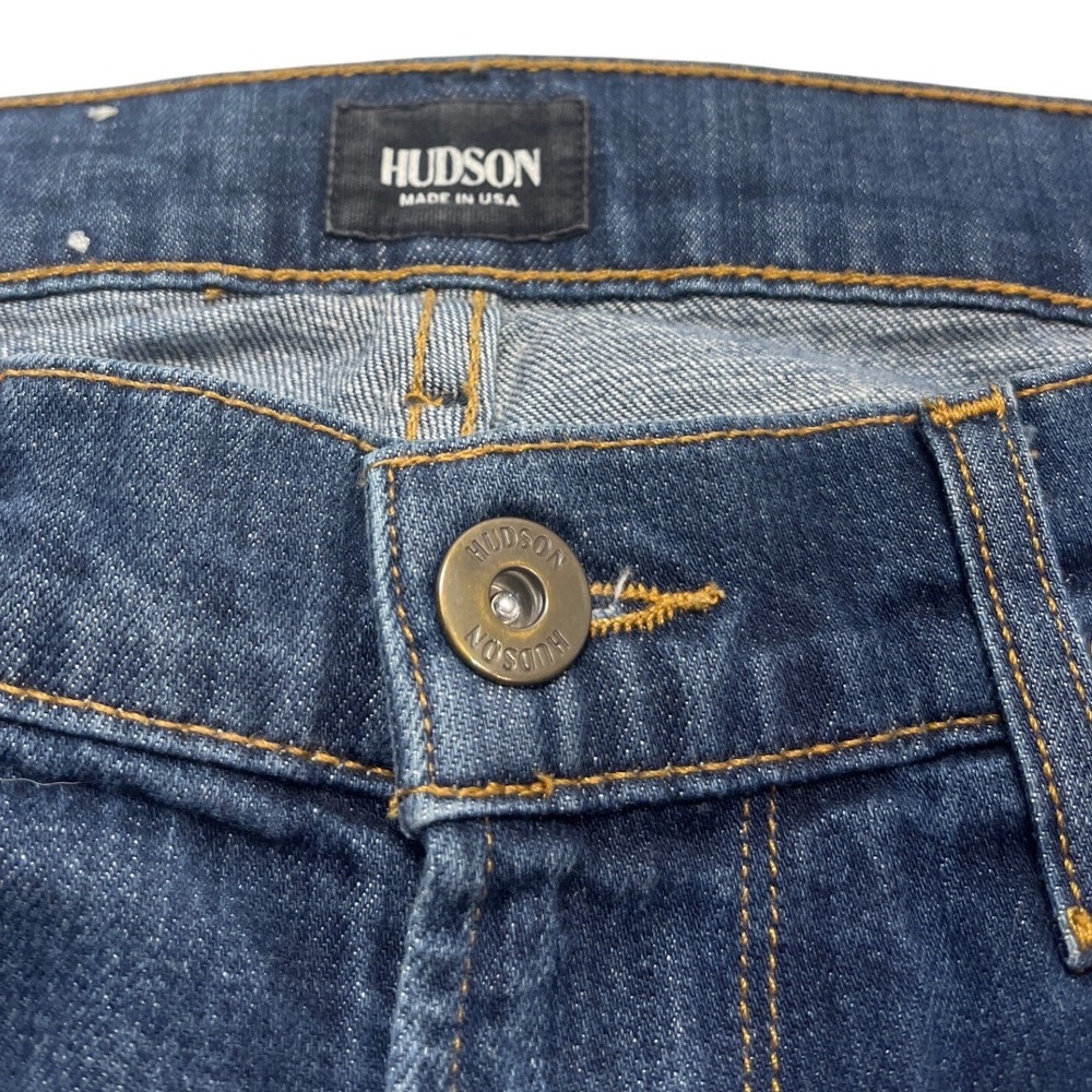 Hudson Blake Slim Straight Mens Jeans Size 33x30 Dark‎ Wash Made in USA Denim - Picture 2 of 7